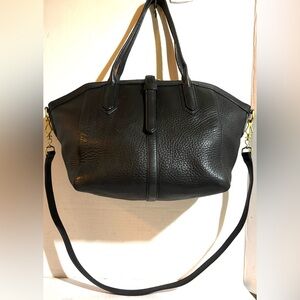 J. Crew black pebbled leather satchel handbag